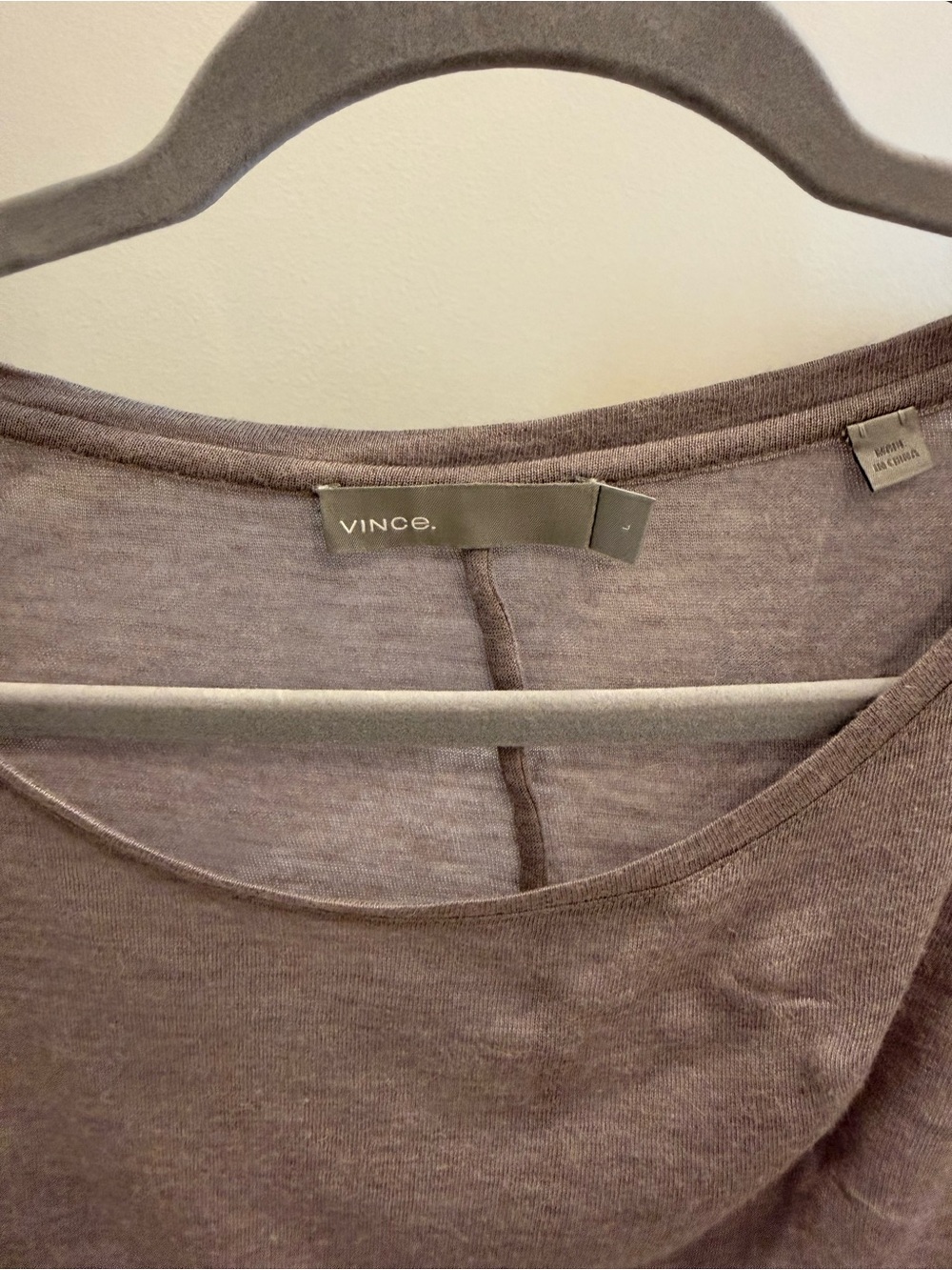 Vince Long-Sleeve Scoop Neck Top in Mauve - Picture 3 of 4